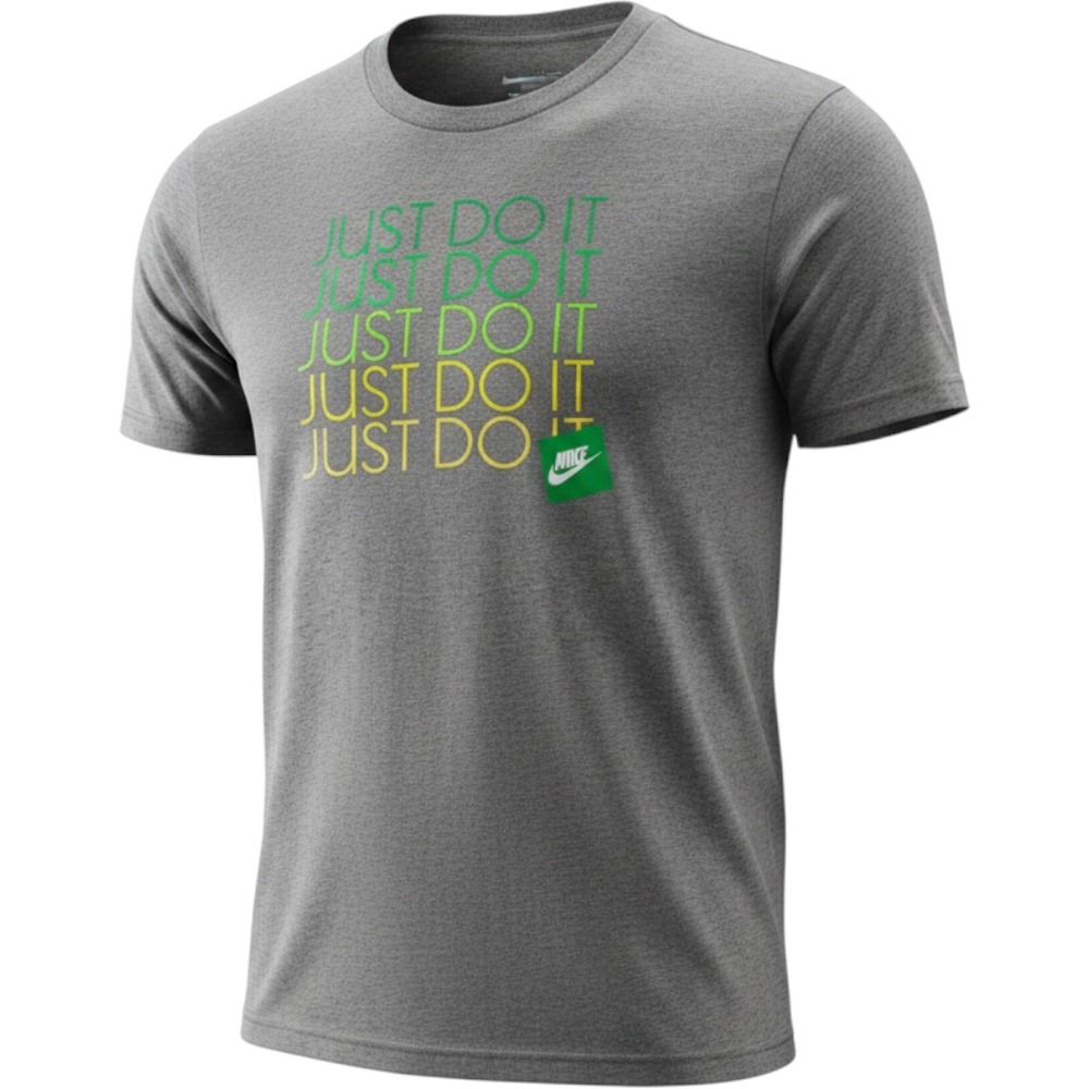 Nike Just Do It Graphic T-Shirt Mens L‎ Grey Green Short Sleeve Activewear Tee